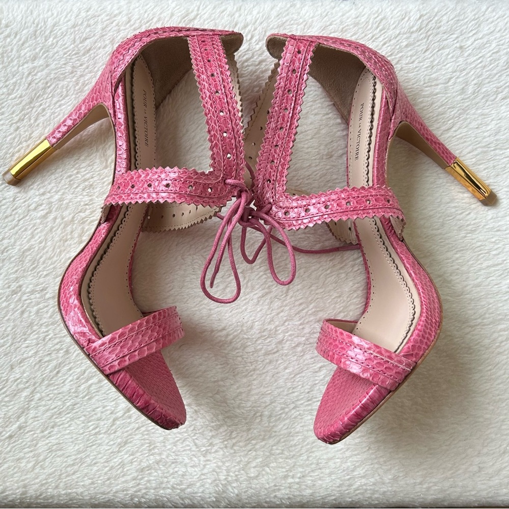 Pour La Victoire Pink and Gold Glitter Heels